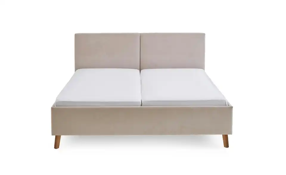 Polsterbett Piano in beige, Frontansicht