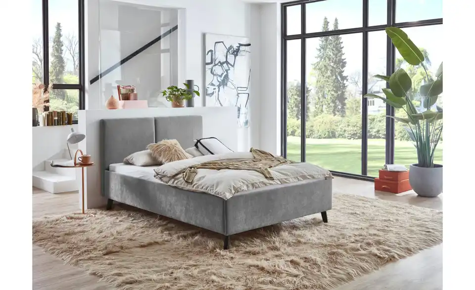 Polsterbett Piano in grau, in Wohnsituation