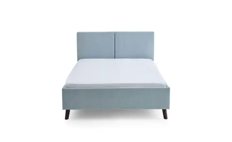 Polsterbett Piano in hellblau, Frontansicht