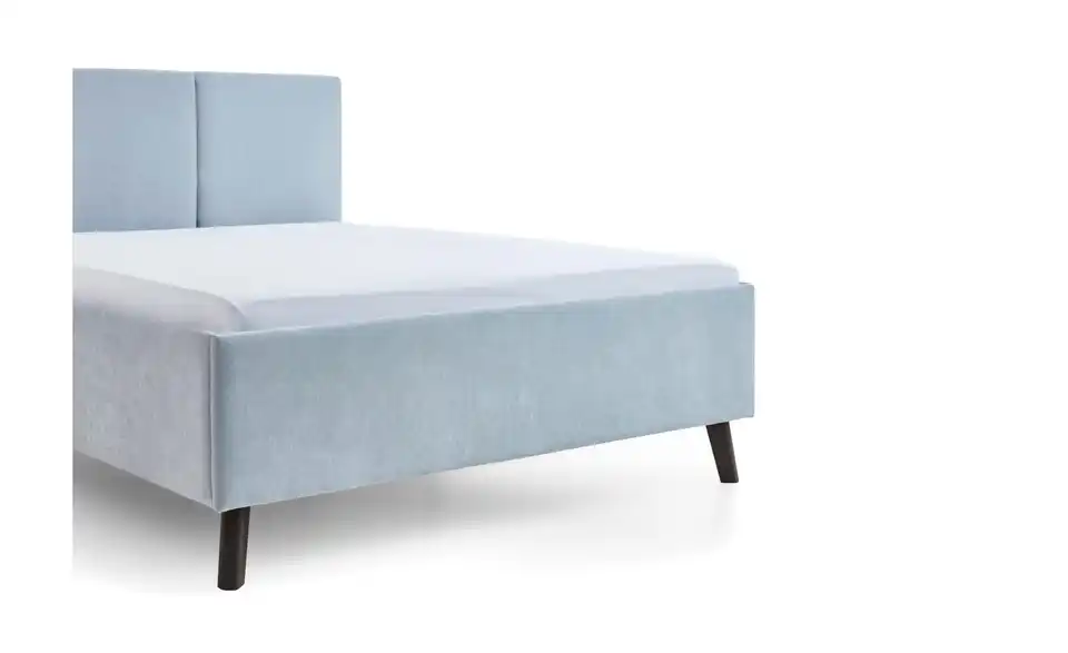 Polsterbett Piano in hellblau, Detailansicht