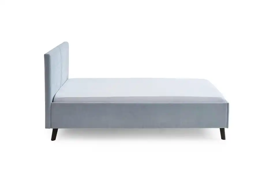 Polsterbett Piano in hellblau, Profilansicht