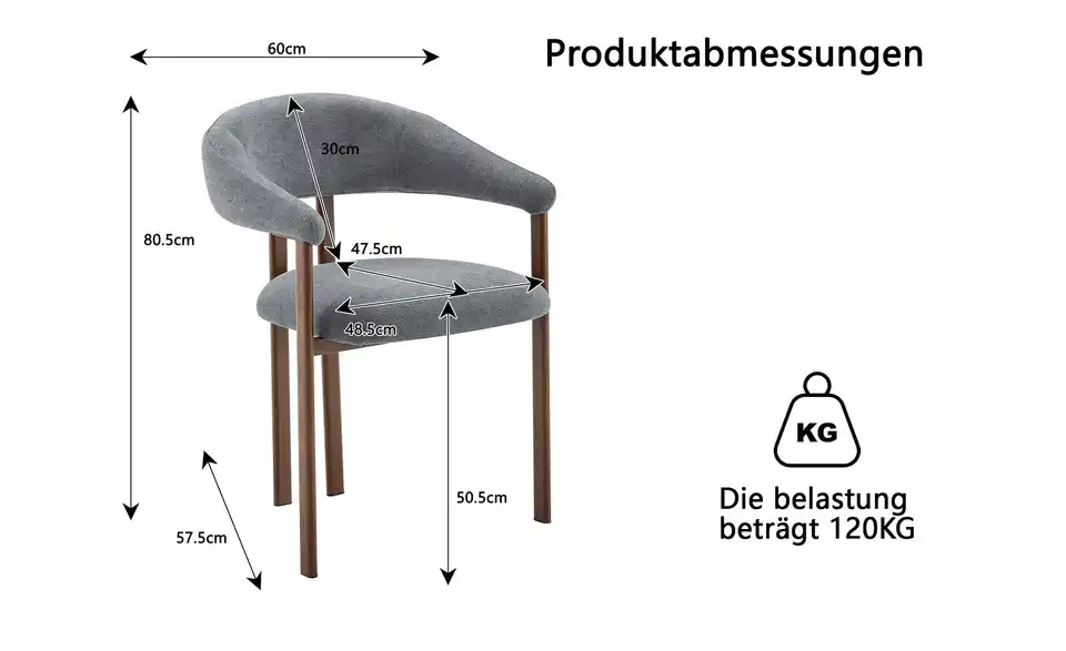 Esszimmerstuhl 2er-Set Cherry, Bemaßung