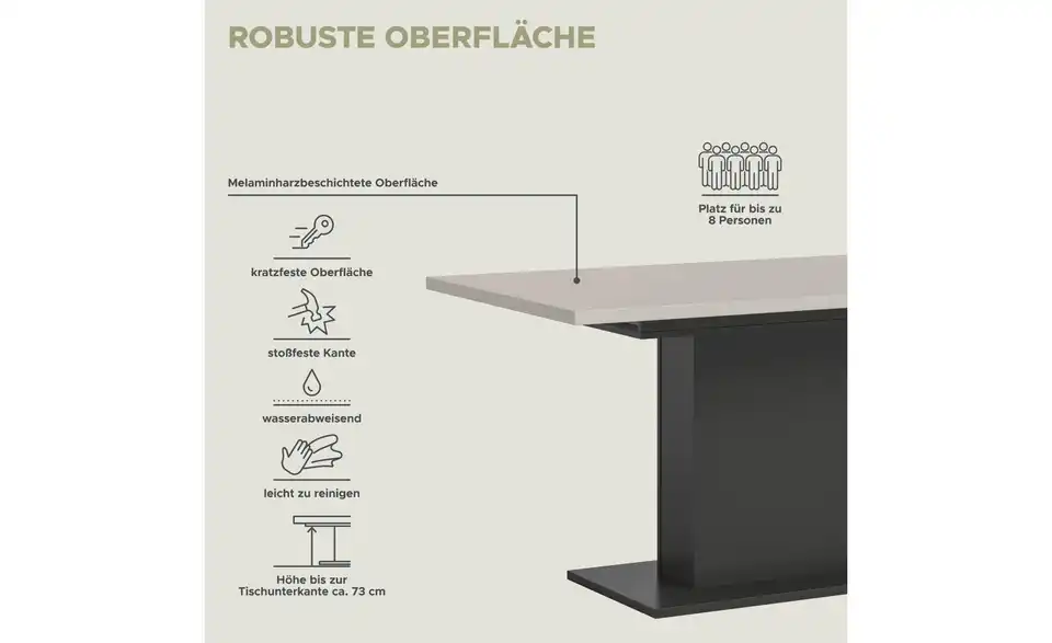 Esstisch Moritz, Bild mit Text