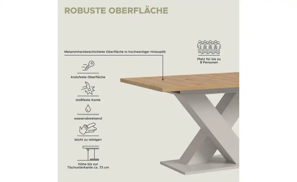 Esstisch Moritz ausziehbar, Bild mit Text