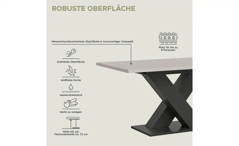 Esstisch Moritz ausziehbar, Bild mit Text