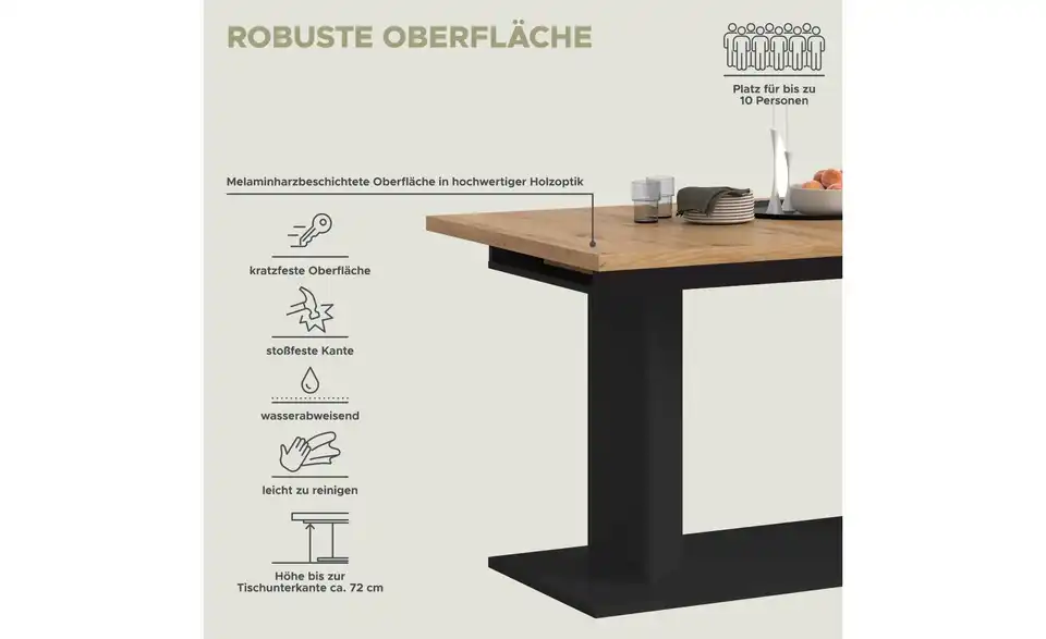 Esstisch Gunnar ausziehbar, Bild mit Text