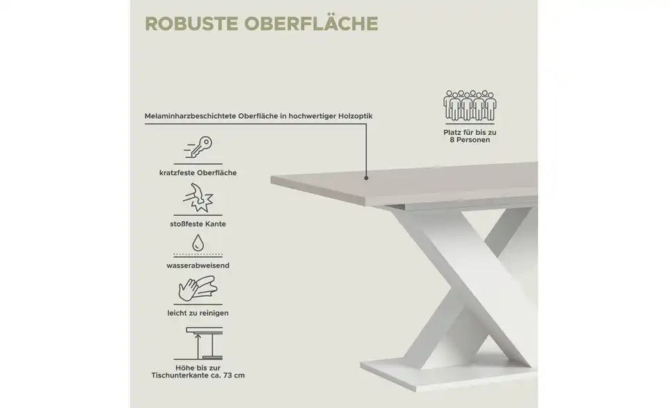 Esstisch Moritz ausziehbar, Bild mit Text