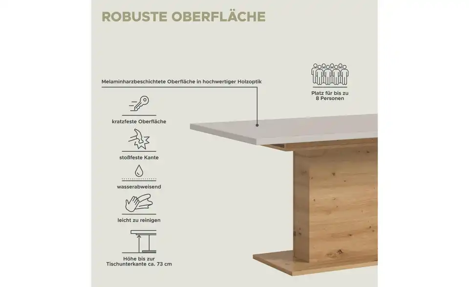 Esstisch Moritz, Bild mit Text