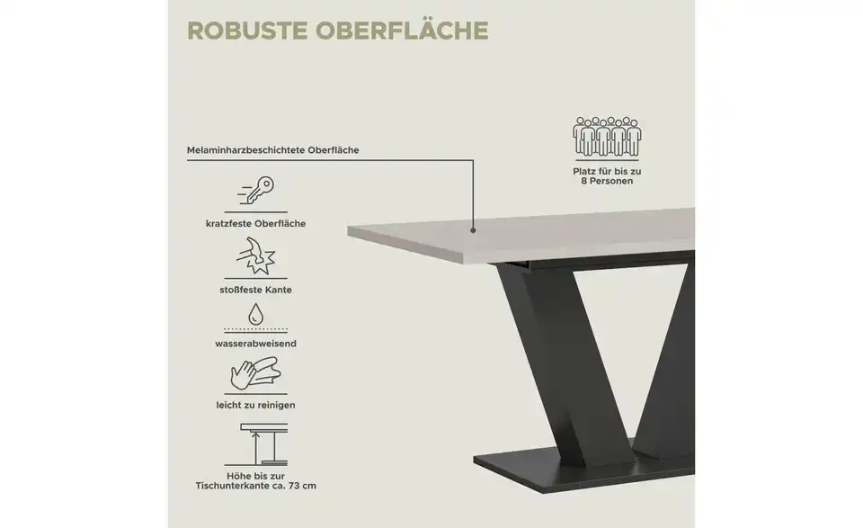Esstisch Moritz, Bild mit Text