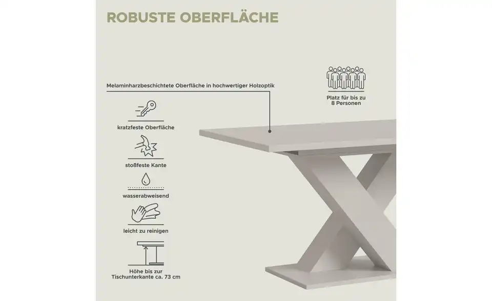 Esstisch Moritz ausziehbar, Bild mit Text