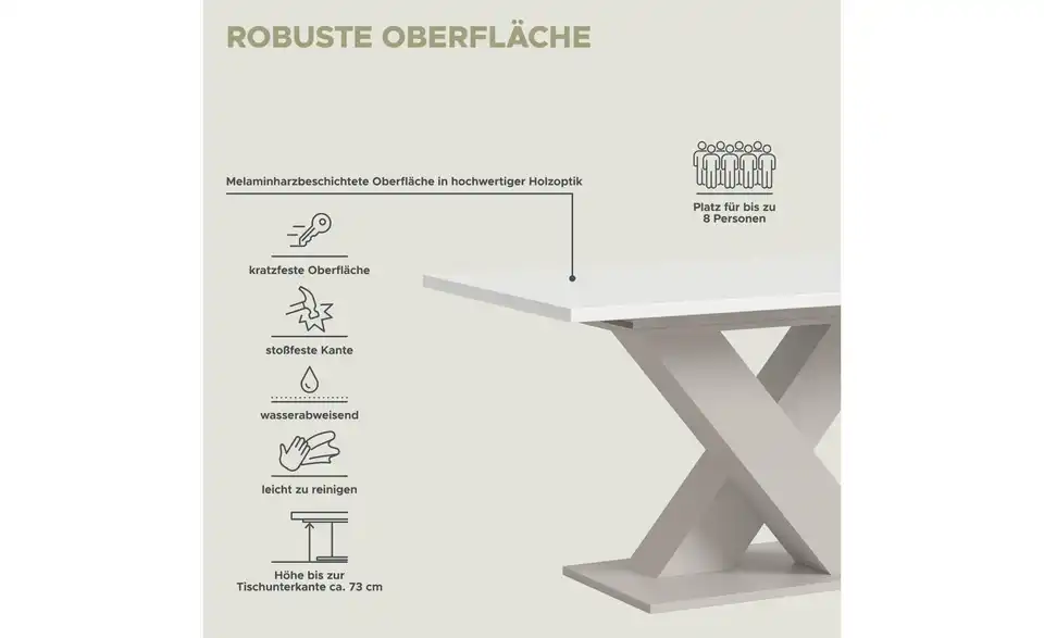 Esstisch Moritz ausziehbar, Bild mit Text