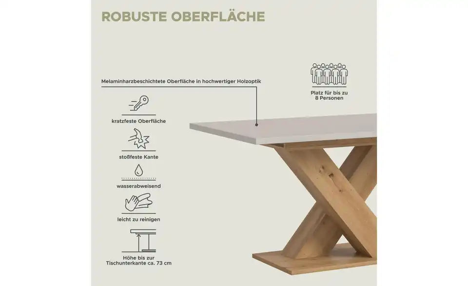 Esstisch Moritz ausziehbar, Bild mit Text