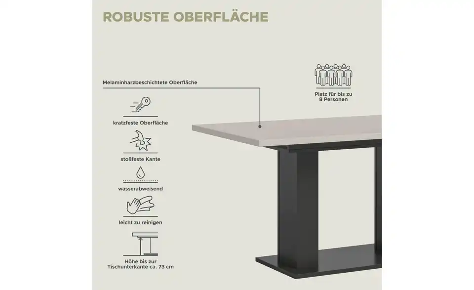 Esstisch Moritz, Bild mit Text