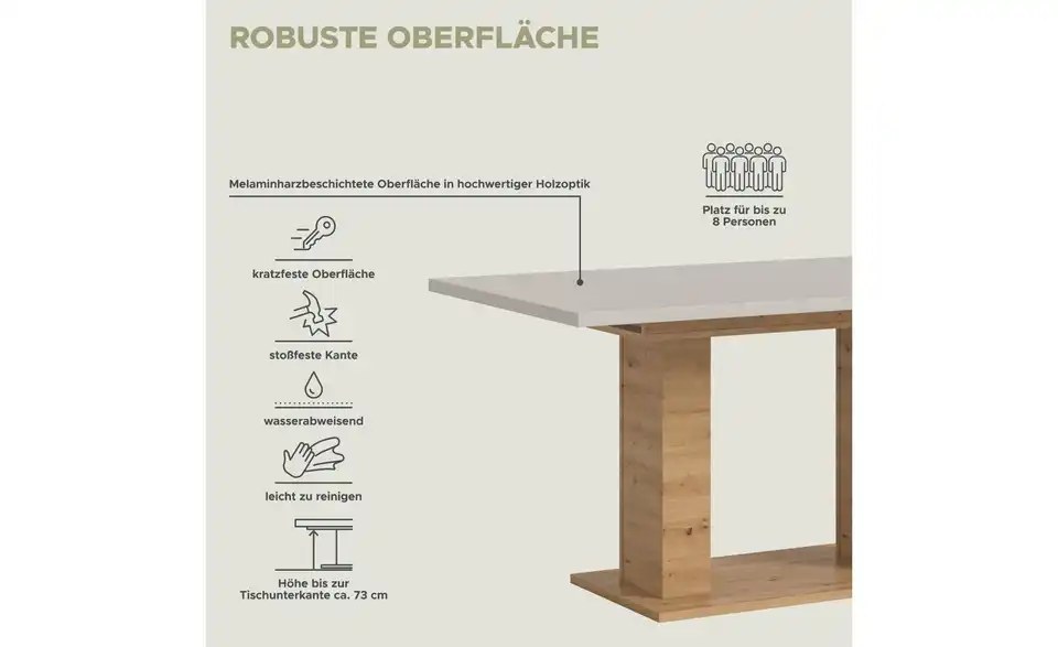 Esstisch Moritz, Bild mit Text