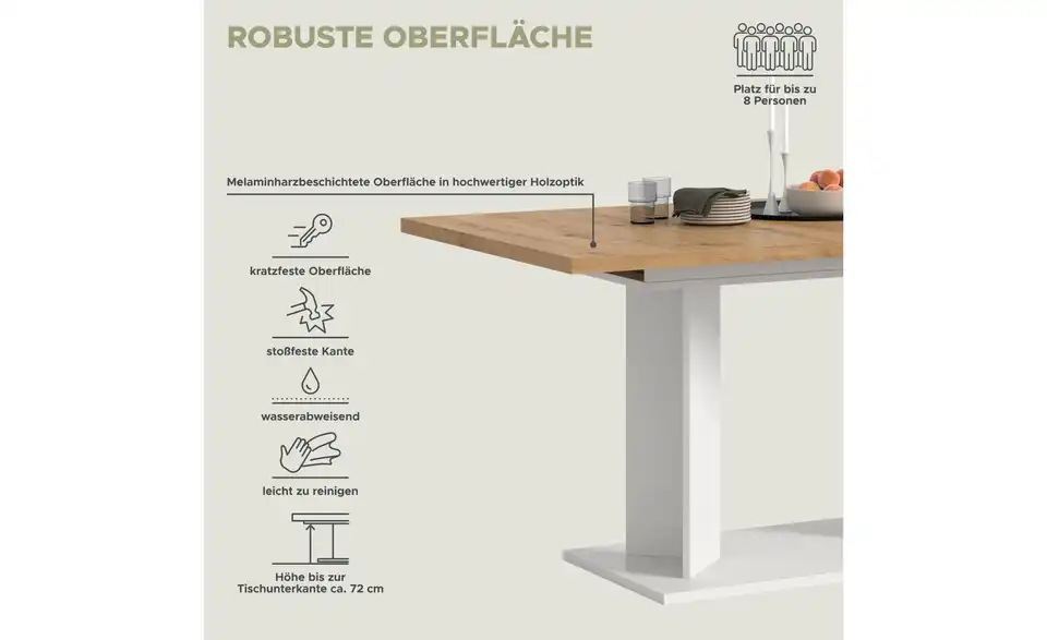 Esstisch Gunnar ausziehbar, Bild mit Text