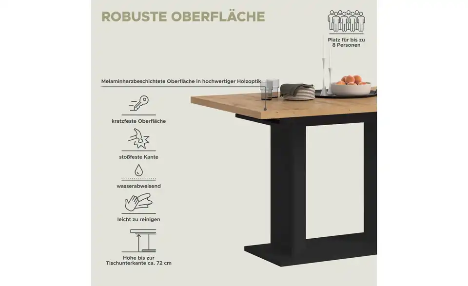 Esstisch Gunnar ausziehbar, Bild mit Text