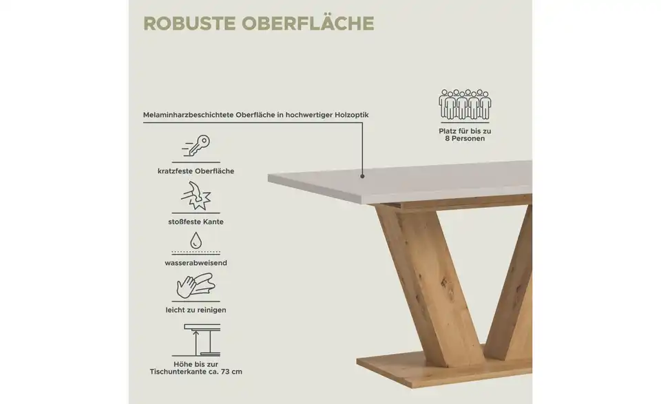 Esstisch Moritz, Bild mit Text