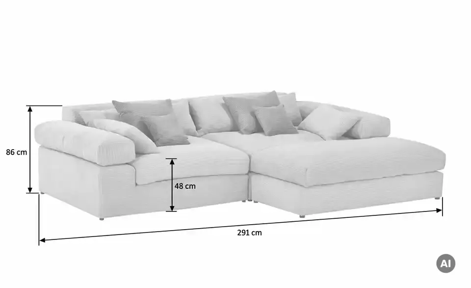 smart Ecksofa Lianea, Bemaßung