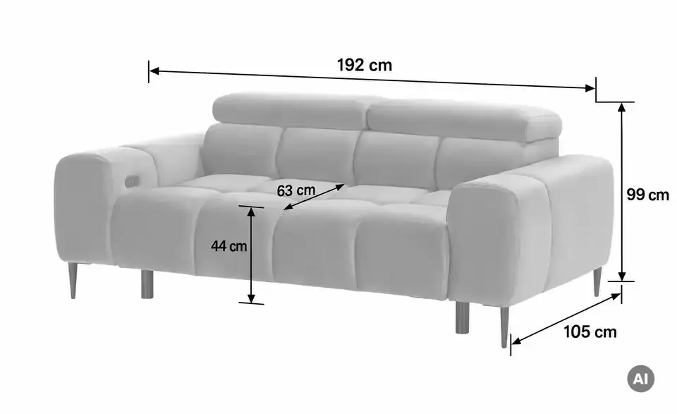 switch Einzelsofa Plaza, Bemaßung