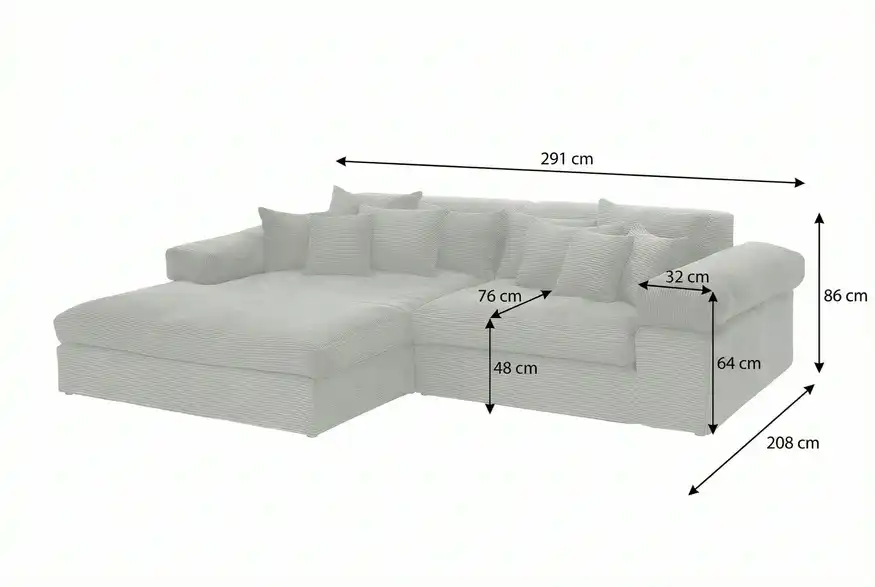 smart Ecksofa Lianea, Bemaßung