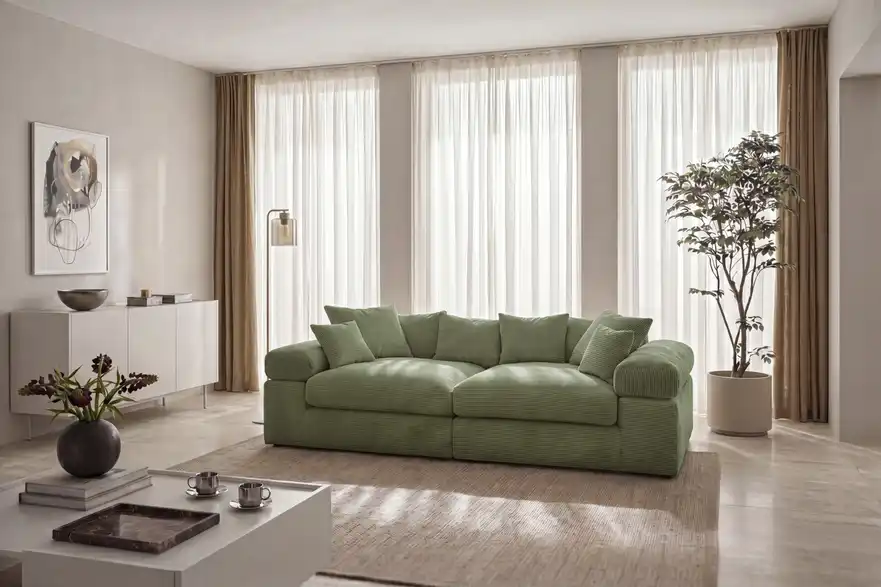 smart Big Sofa Lianea in modernem Cord, in Wohnsituation