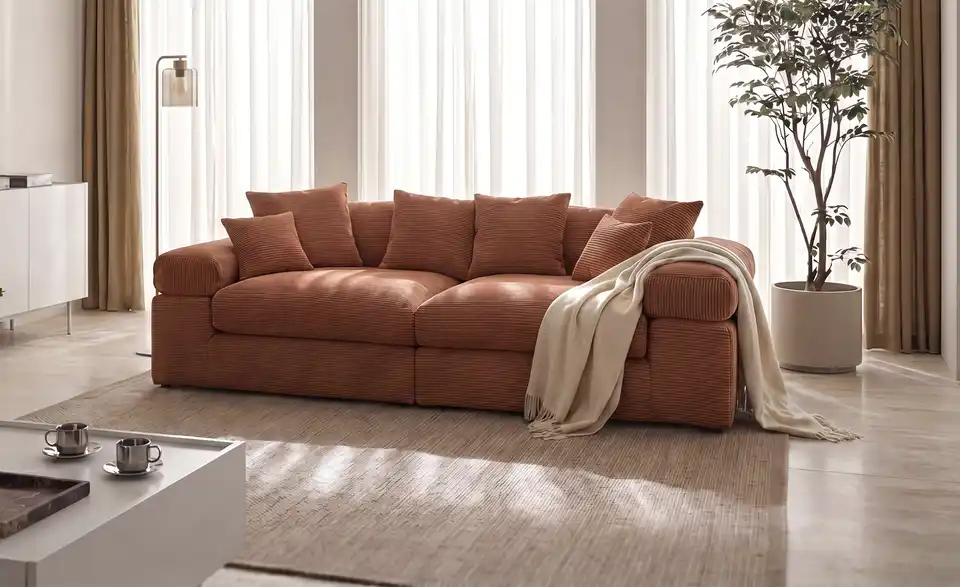 smart Big Sofa Lianea in modernem Cord, in Wohnsituation