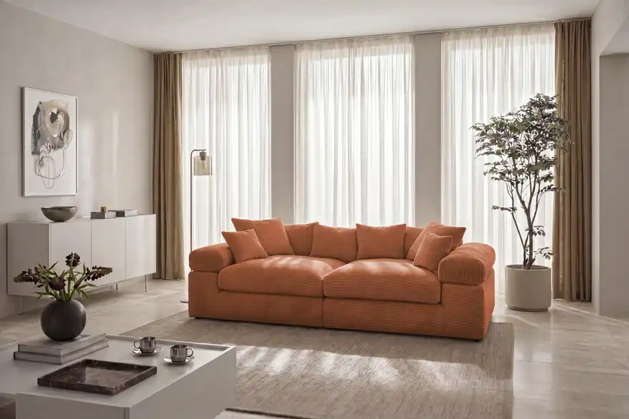 smart Big Sofa Lianea in modernem Cord, in Wohnsituation