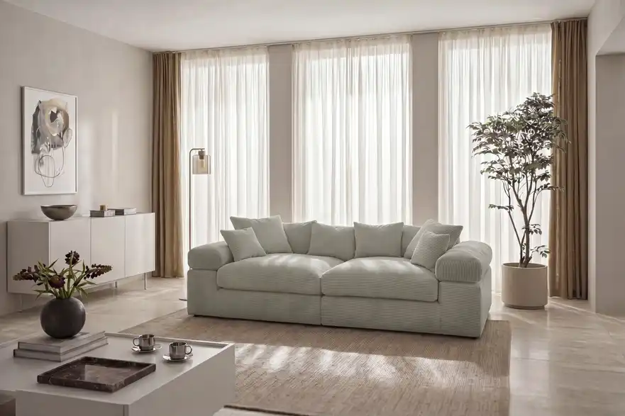 smart Big Sofa Lianea in modernem Cord, in Wohnsituation