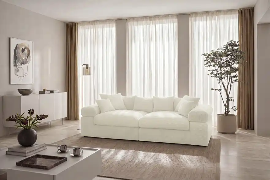 smart Big Sofa Lianea in modernem Cord, in Wohnsituation