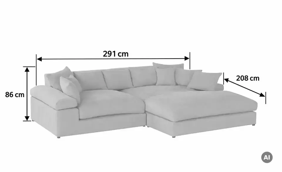 smart Ecksofa Lianea, Bemaßung