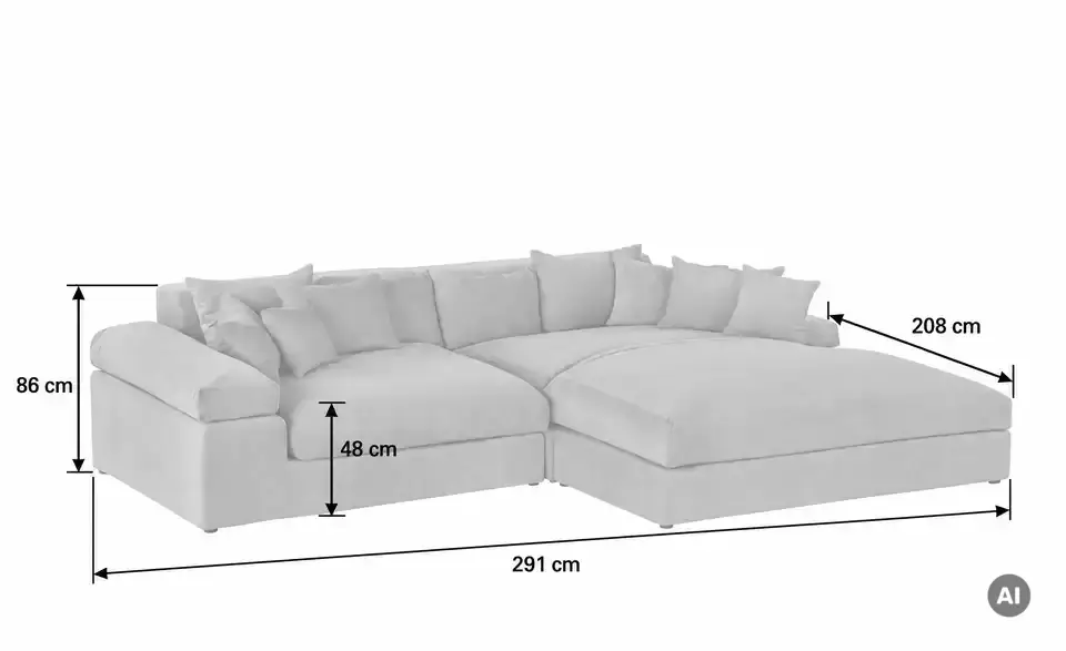 smart Ecksofa Lianea, Bemaßung