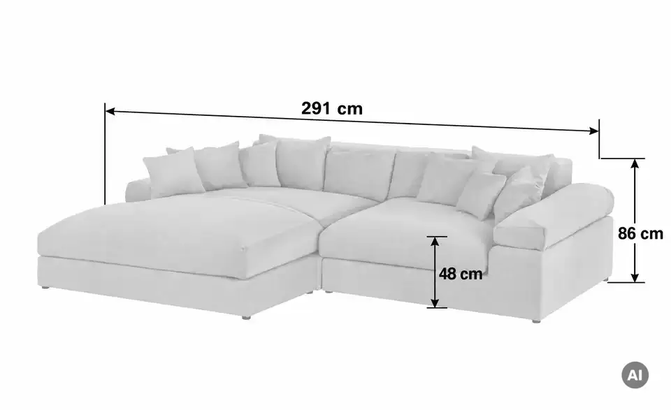 smart Ecksofa Lianea, Bemaßung