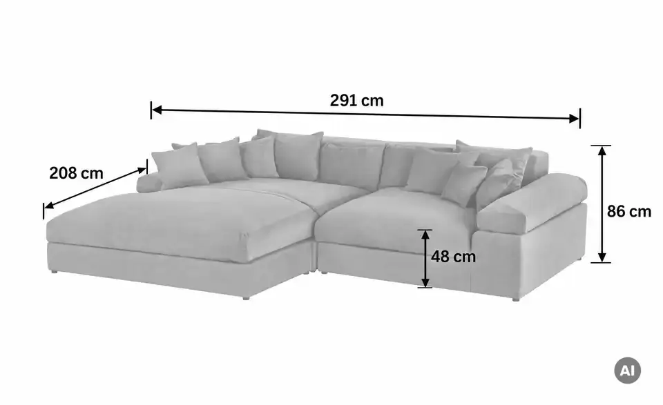 smart Ecksofa Lianea, Bemaßung