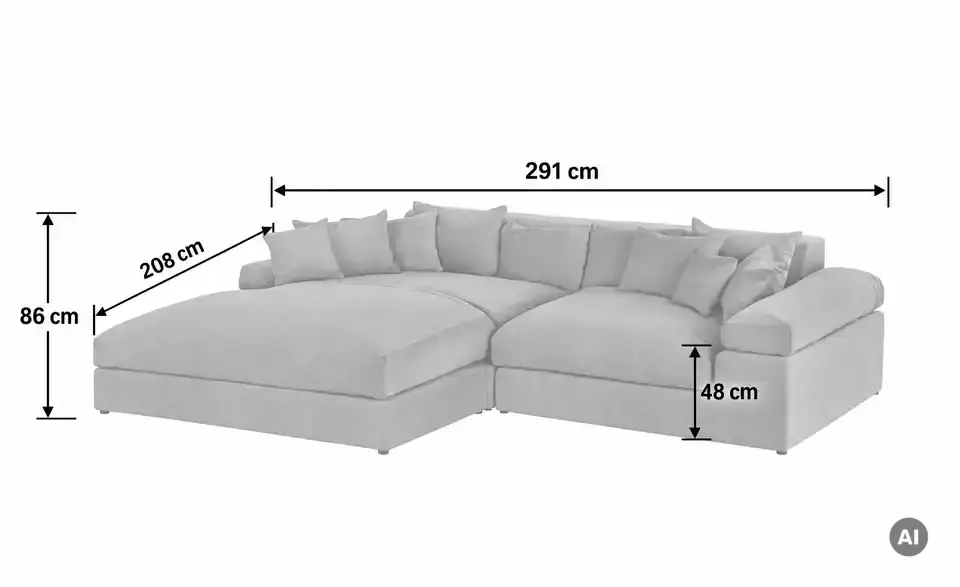 smart Ecksofa Lianea, Bemaßung