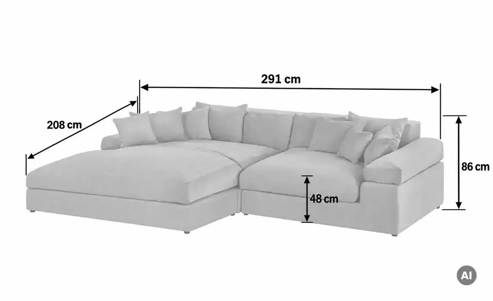 smart Ecksofa Lianea, Bemaßung
