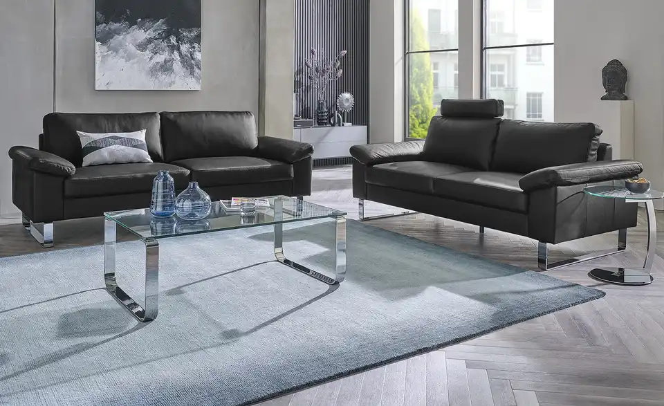 Max Schelling Ledersofa Maximum mit Kufengestell, in Wohnsituation