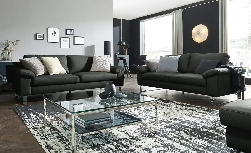 Max Schelling Ledersofa Maximum mit Kufengestell, in Wohnsituation