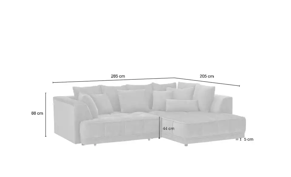 switch Ecksofa Tiga, Bemaßung