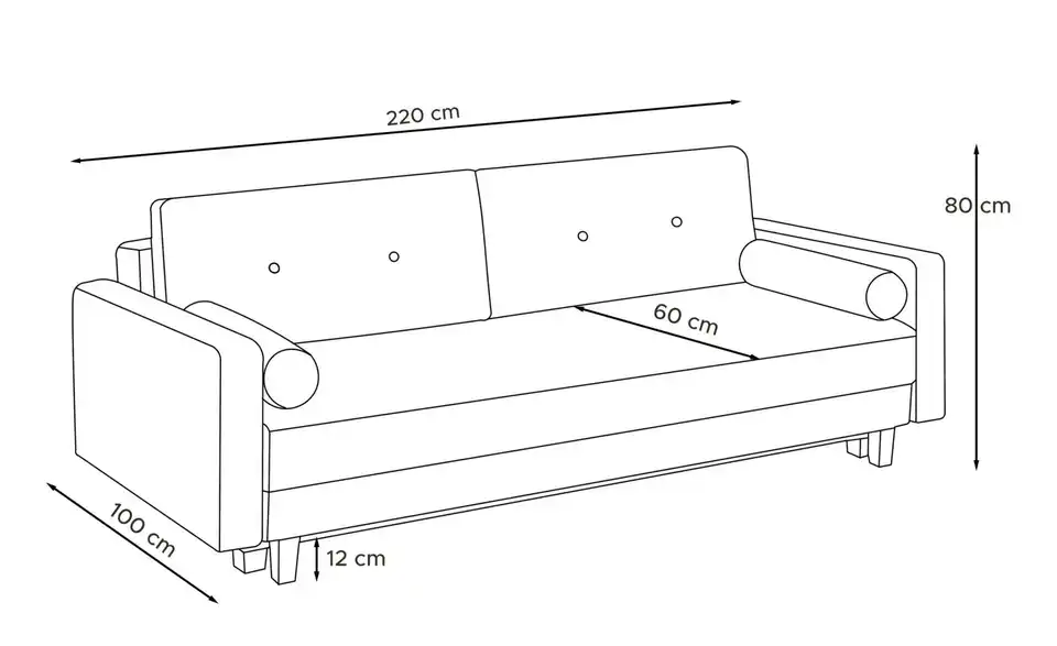 KONSIMO Einzelsofa Eriso, Bemaßung