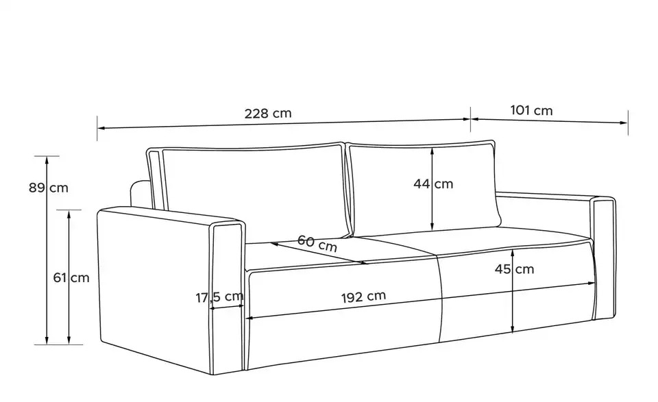 KONSIMO Einzelsofa Napi, Bemaßung