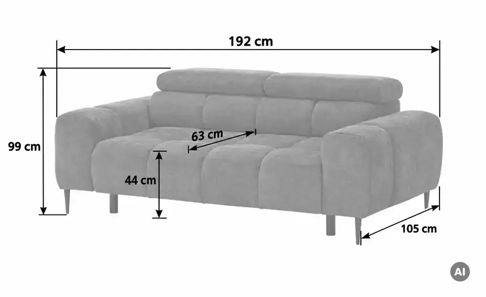 switch Einzelsofa Plaza, Bemaßung
