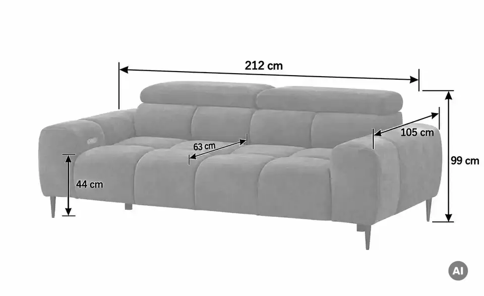 switch Einzelsofa Plaza, Bemaßung