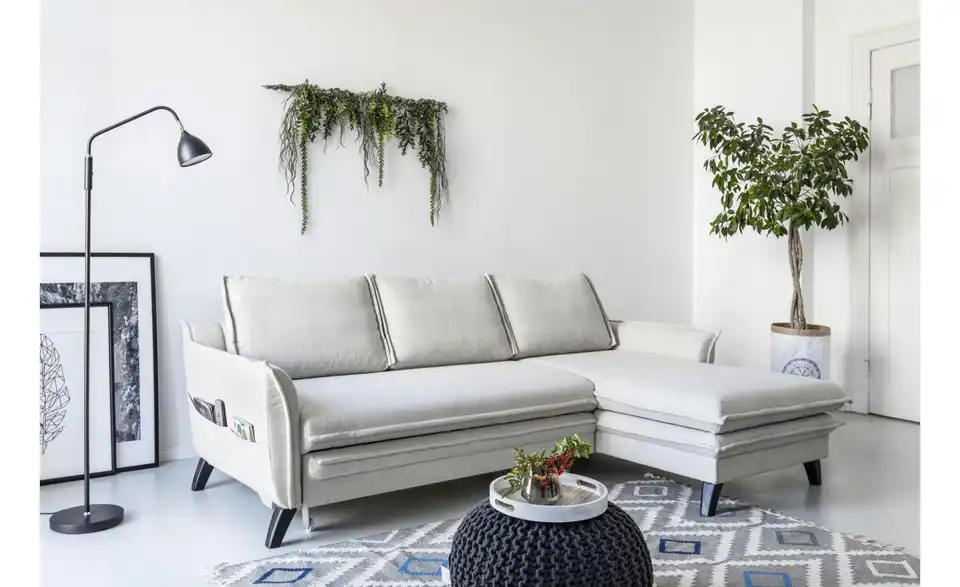 Miuform Ecksofa Charming Charlie mit Schlaffunktion, in Wohnsituation