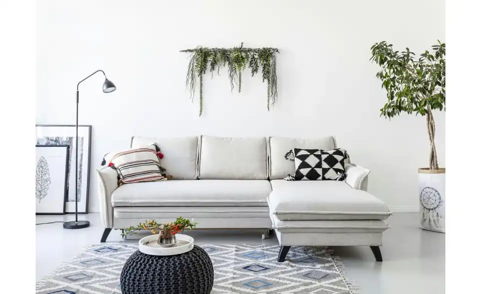 Miuform Ecksofa Charming Charlie mit Schlaffunktion, in Wohnsituation