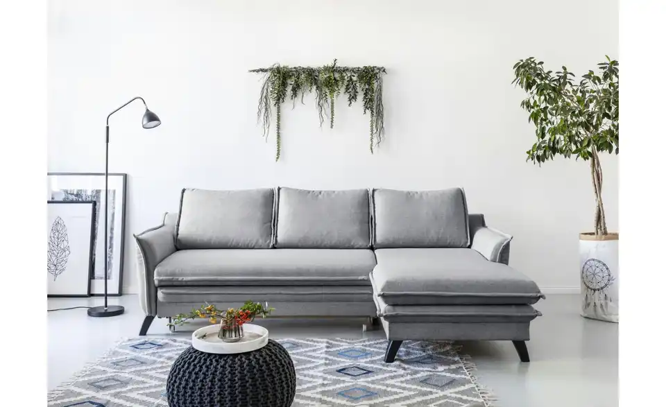 Miuform Ecksofa Charming Charlie mit Schlaffunktion, in Wohnsituation