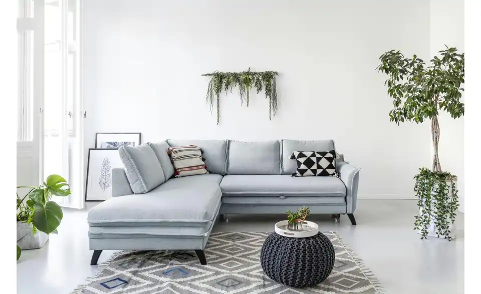 Miuform Ecksofa Charming Charlie mit Schlaffunktion, in Wohnsituation