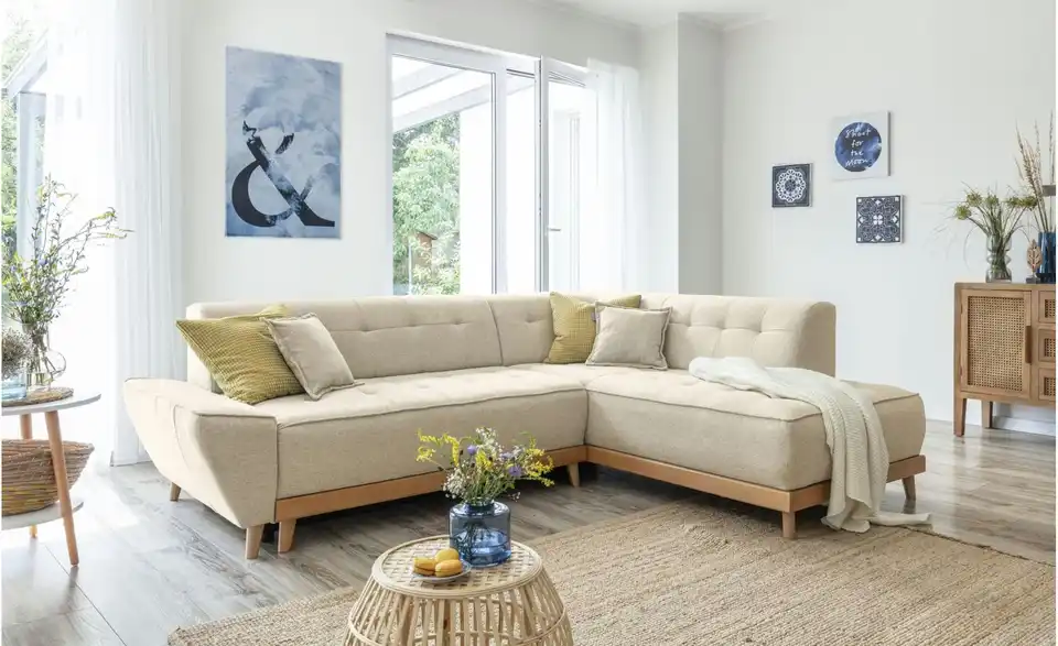 Miuform Ecksofa Dazzling Daisy mit Schlaffunktion, in Wohnsituation