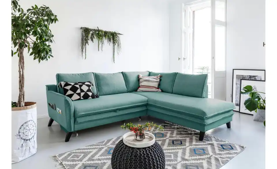 Miuform Ecksofa Charming Charlie mit Schlaffunktion, in Wohnsituation