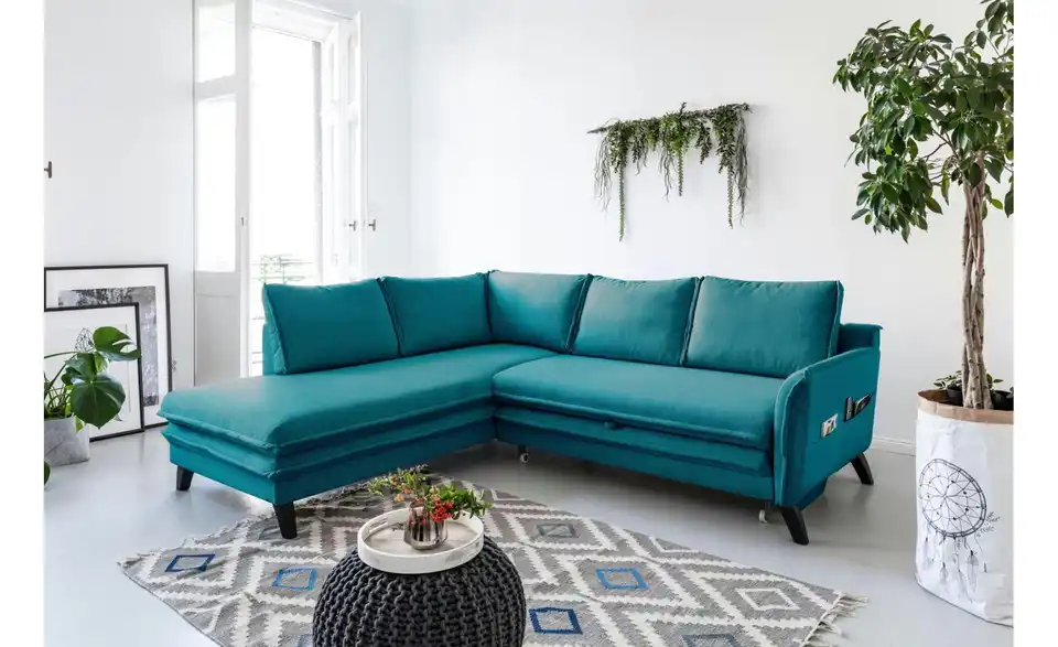 Miuform Ecksofa Charming Charlie mit Schlaffunktion, in Wohnsituation