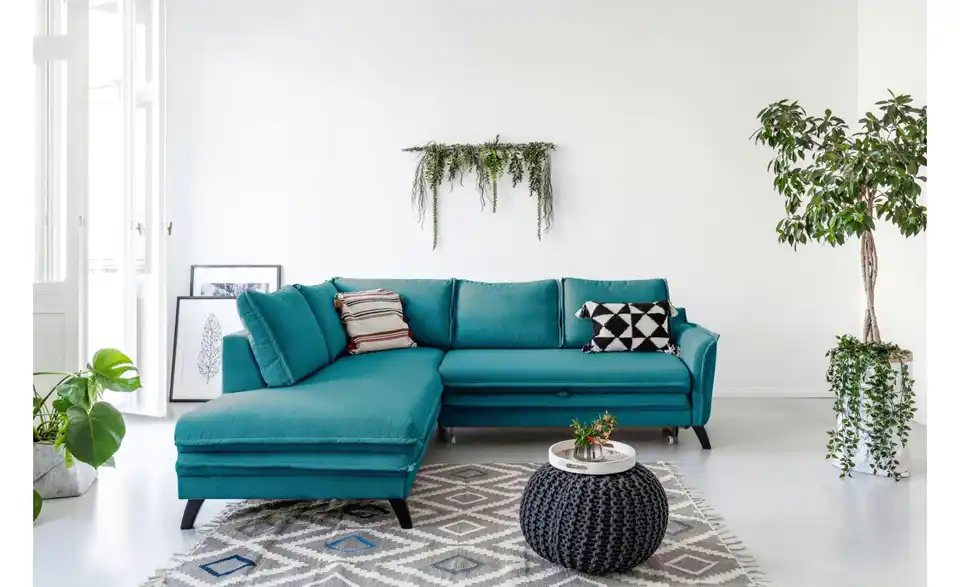 Miuform Ecksofa Charming Charlie mit Schlaffunktion, in Wohnsituation